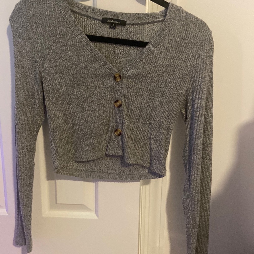 Gray cropped cardigan
